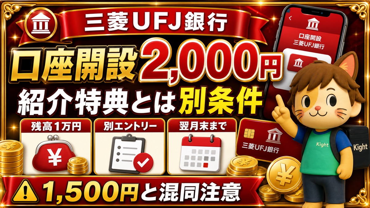 三菱UFJ銀行の口座開設キャンペーン2,000円とは？紹介コード特典との違い