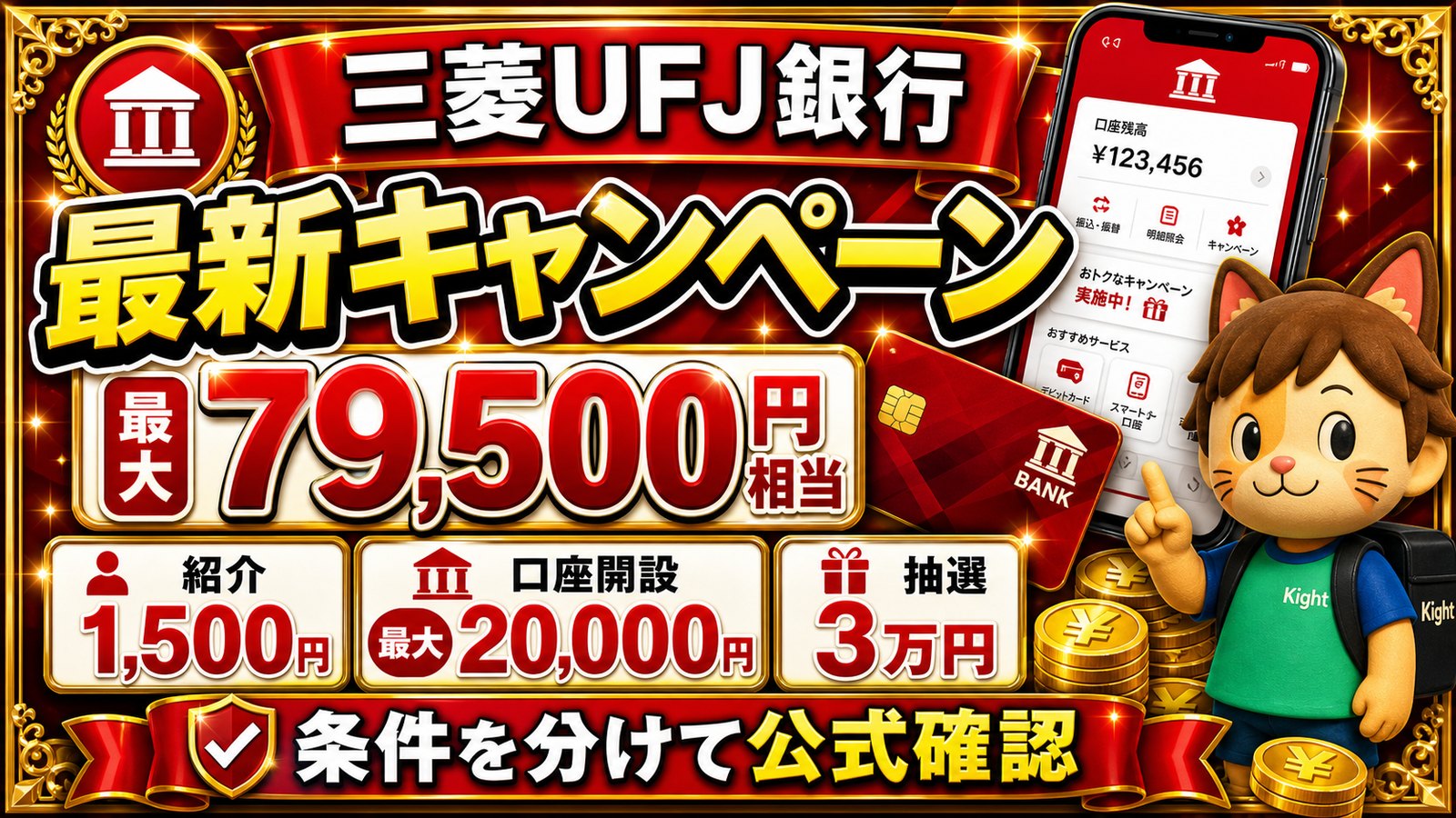 三菱UFJ銀行の紹介コードs587552334まとめ|最大79,500円相当と口座開設最大20,000円を取りこぼさない手順